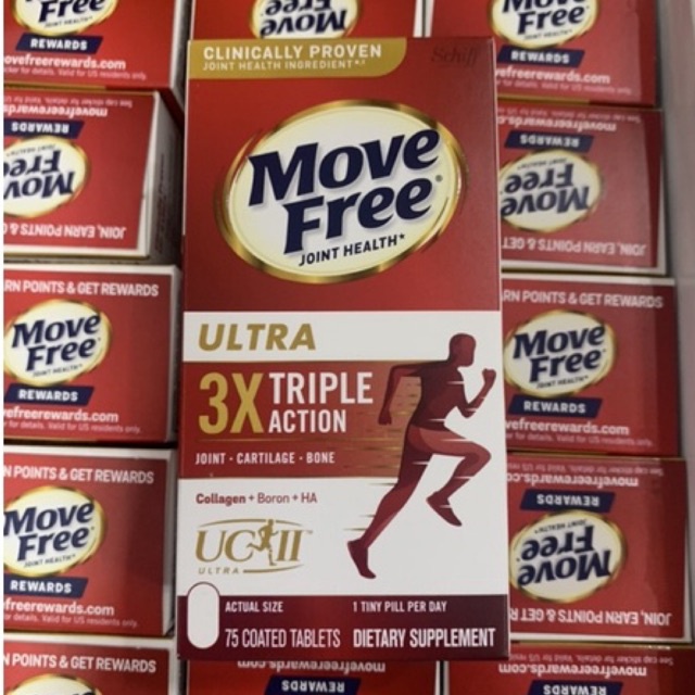 Viên Uống Move Free Joint Health Ultra Type II Collagen + Boron + HA Hộp 75 Viên