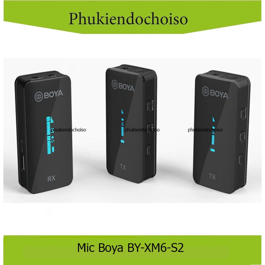 Mic thu âm Boya BY-XM6-S2 Ultracompact 2.4GHz Dual-channel Microphone (TX+TX+RX+)