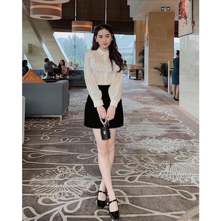 ✨bán sỉ✨áo sơ mi ren 2 lớp bèo ngực vuông