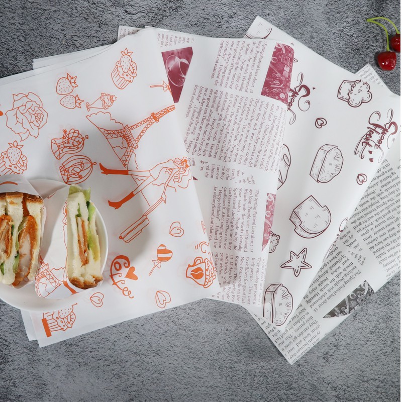 200 tờ giấy lót , gói thực phẩm size 26x26 có hoa văn