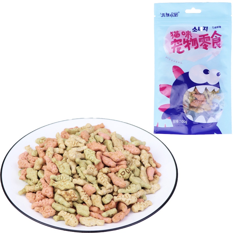 Bánh thưởng cho mèo cá dinh dưỡng 100g, thức ăn snack vặt huấn luyện mèo con Con Mèo Xiêm