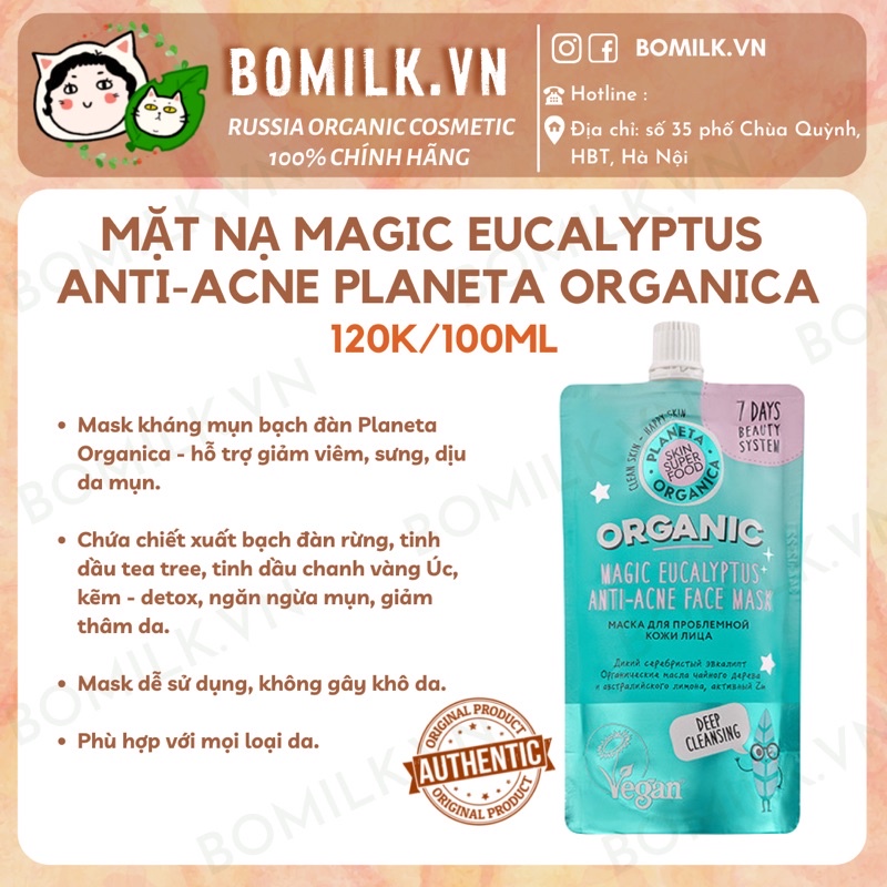 Mask kháng mụn Bạch Đàn Planeta Organica