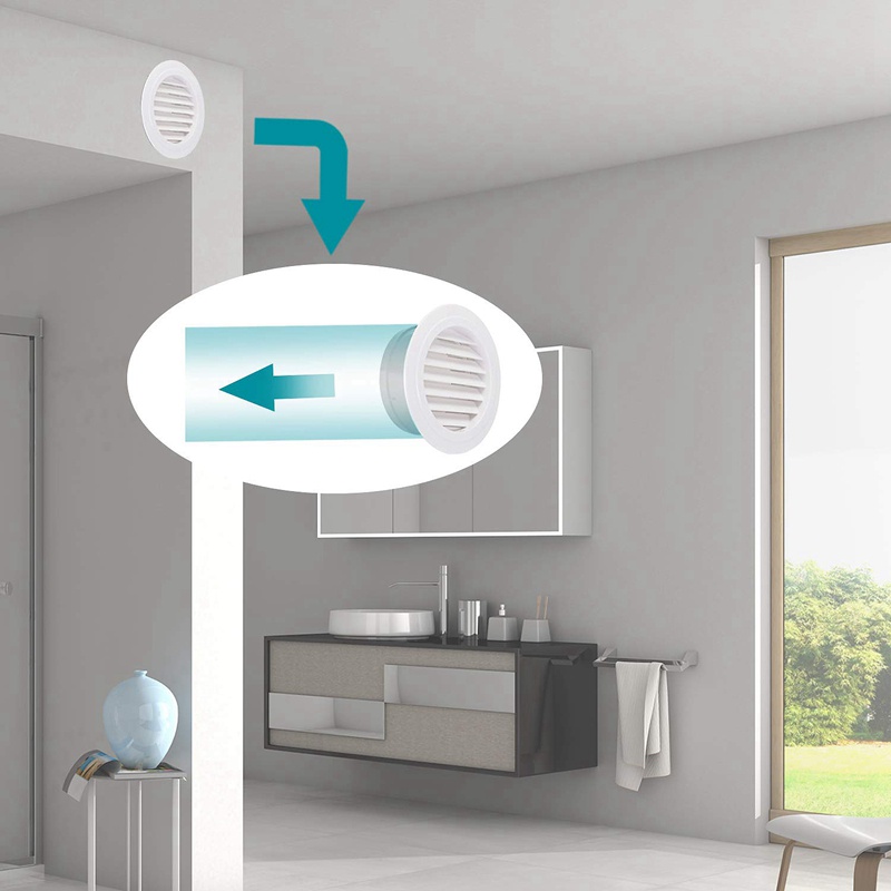 Vỏ Lưới Thông Gió Bằng ABS Hình Tròn 8 Inch Màu Trắng Kèm Màn Hình Ruồi Tiện Dụng Cho Nhà Bếp / Phòng Tắm / Văn Phòng