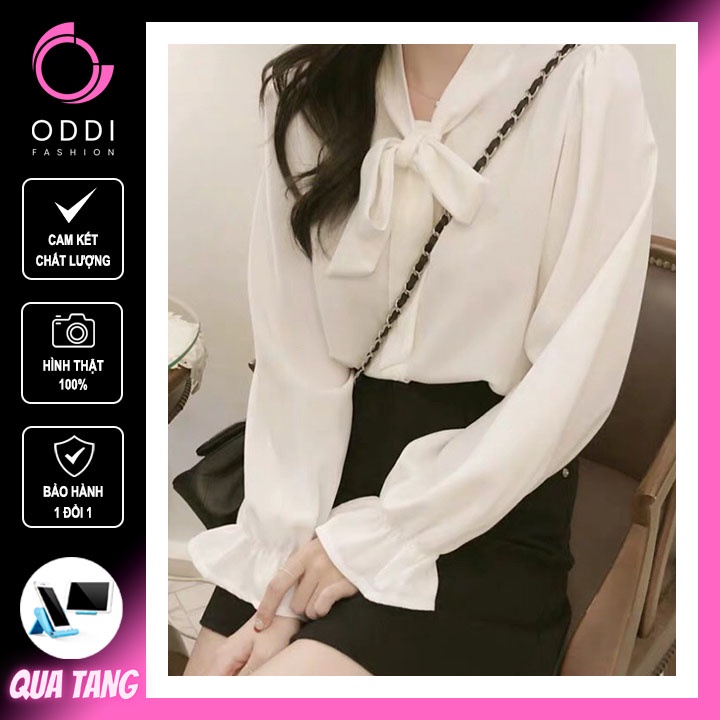 Áo Sơ Mi Nữ Dài Tay Công Sở Cổ Phối Nơ Tay Bèo Điệu Đà Sang Chảnh ODDI FASHION ODF20
