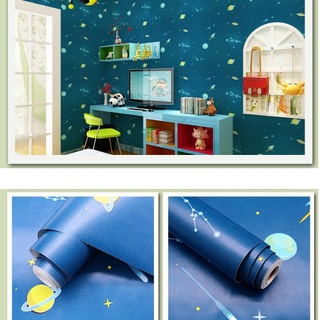 Decal 1m giấy dán tường có sẵn keo dán khổ 45cm - vũ trụ xanh