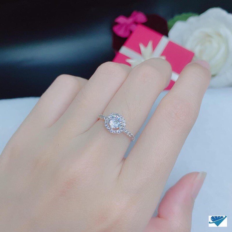 NHẪN NỮ MẶT ĐÁ TRÒN BẠC TA