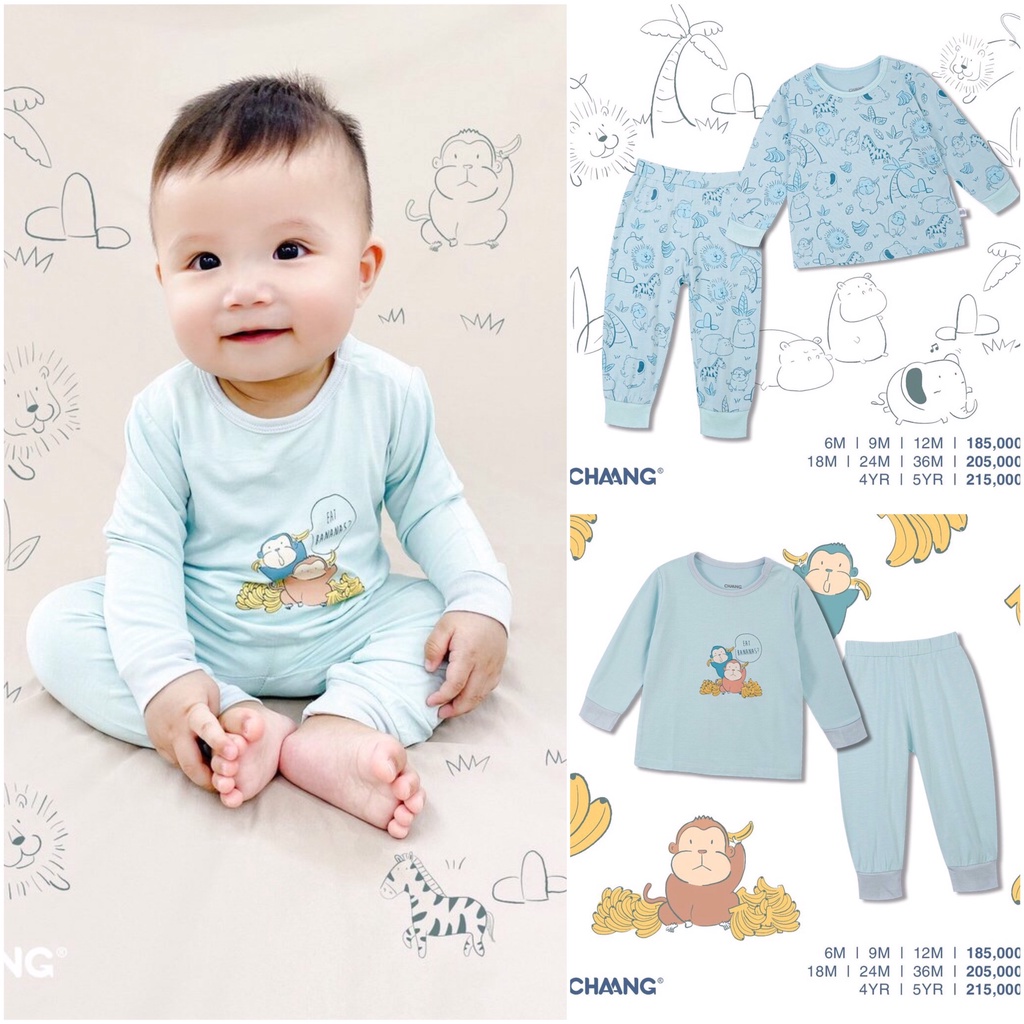 [HOT ITEMS] Bộ dài tay cúc vai bé trai chất liệu cotton cao cấp Jungle Chaang
