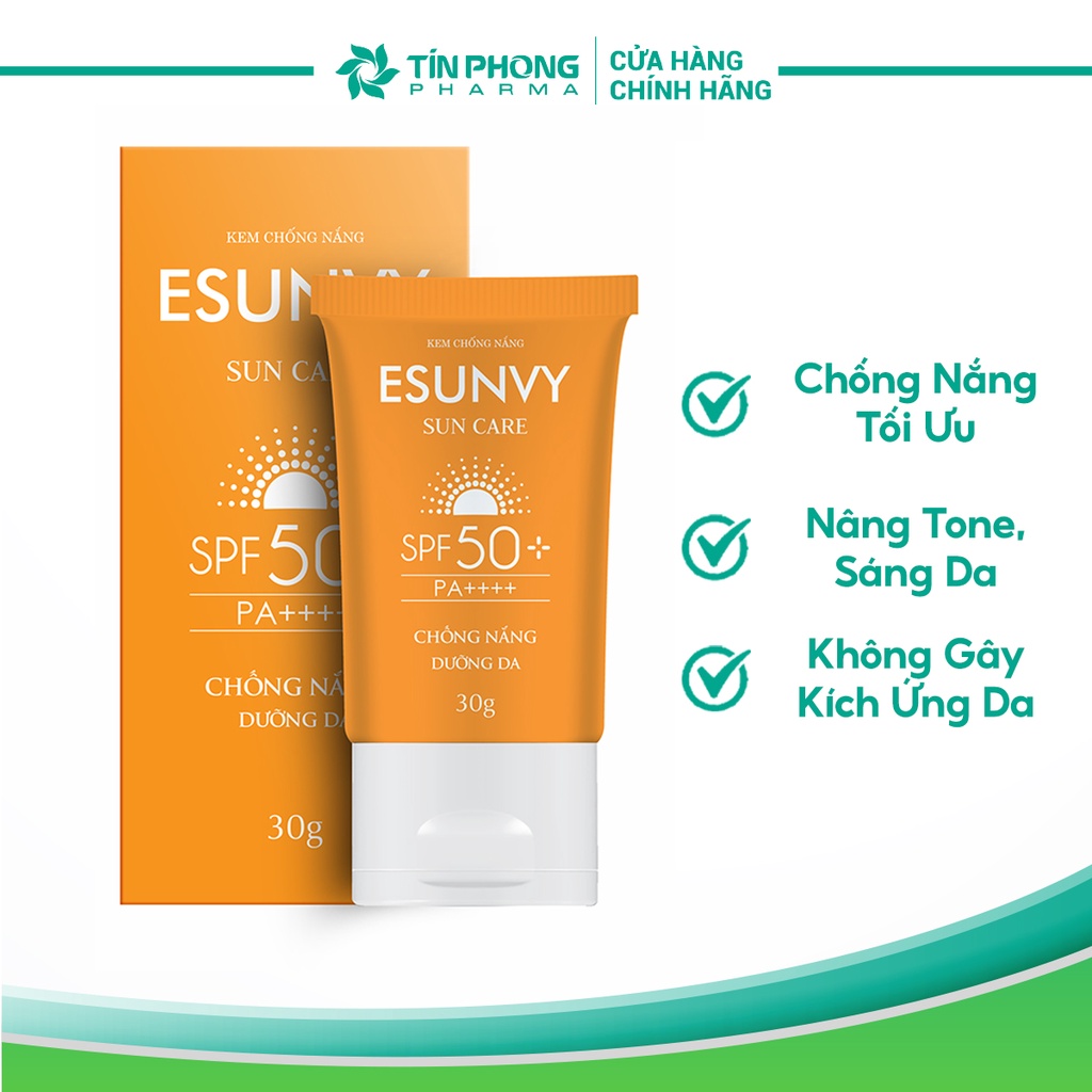 Kem Chống Nắng ESUNVY SUN CARE SPF50+/PA++++ Bảo Vệ Da, Hạn Chế Lão Hóa, Không Thấm Nước Và Bóng Nhờn Tuýp 30g TMP019