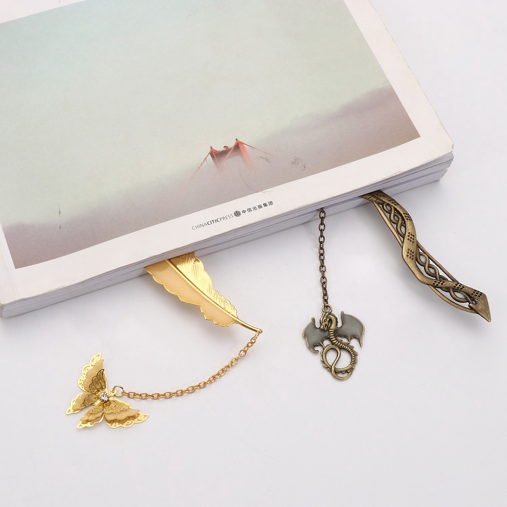 Thẻ đánh dấu sách hình con bướm/rồng 3d phát sáng trong đêm độc đáo