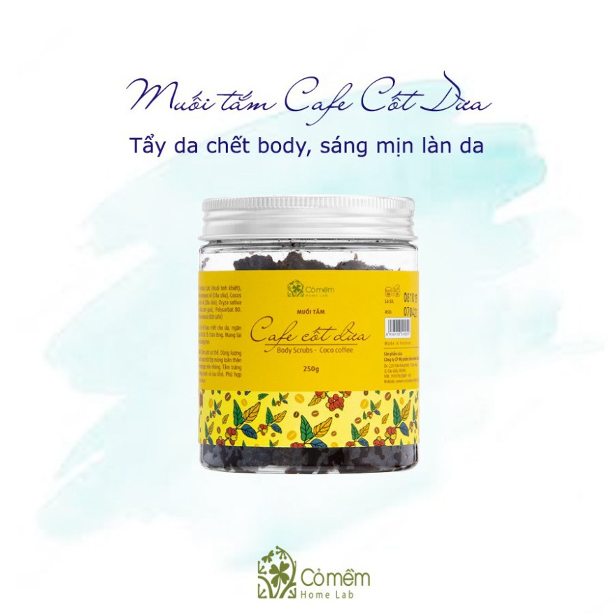 Muối Tắm Tẩy Da Chết Body Cafe Cốt Dừa Giúp Body Sáng Mịn Cỏ Mềm 250g