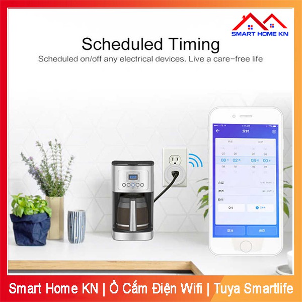 Ổ cắm hẹn giờ thông minh wifi tuya điều khiển từ xa bằng điện thoại - Smart Home KN