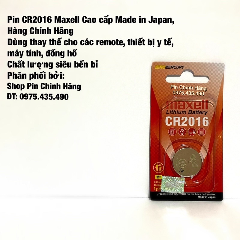 Pin CR2016 Maxell Cao Cấp Hàng Chính Hãng Made in Japan Vỉ 1 Viên