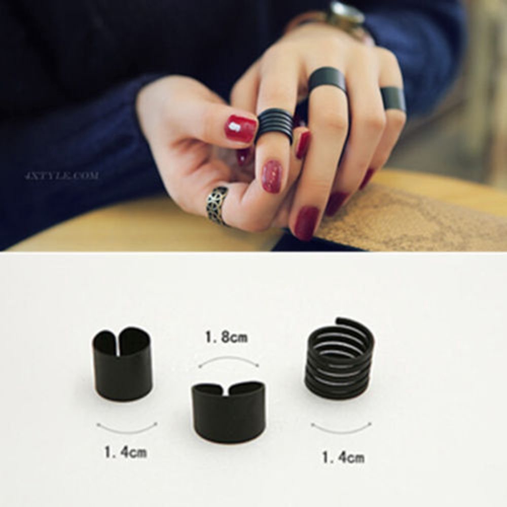 Set 3 nhẫn đốt tay bằng nhựa đen phong cách gothic nhiều mẫu mã