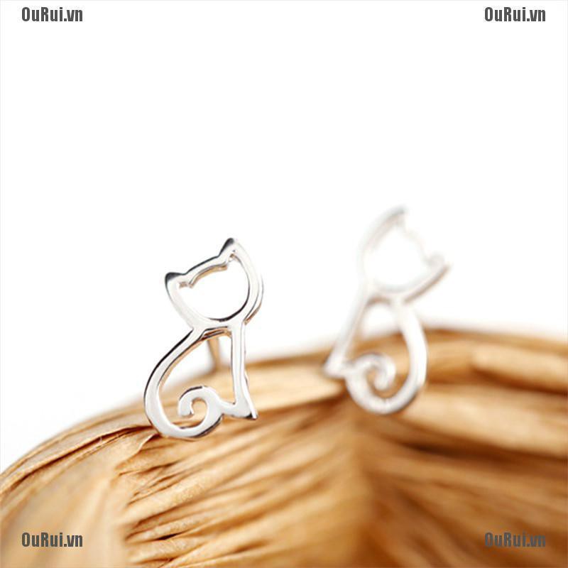 (FCC) Bông Tai Kim Loại Hình Mèo Xinh Xắn Cho Nữ