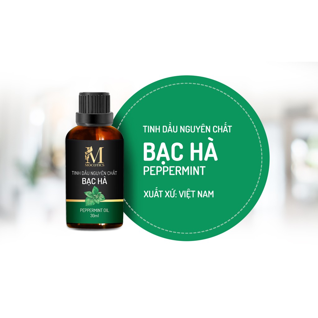 Tinh Dầu Bạc Hà Mocotics 100% Nguyên Chất Chai 30ml ( Tặng vỏ treo tinh dầu treo xe, tủ quần áo)