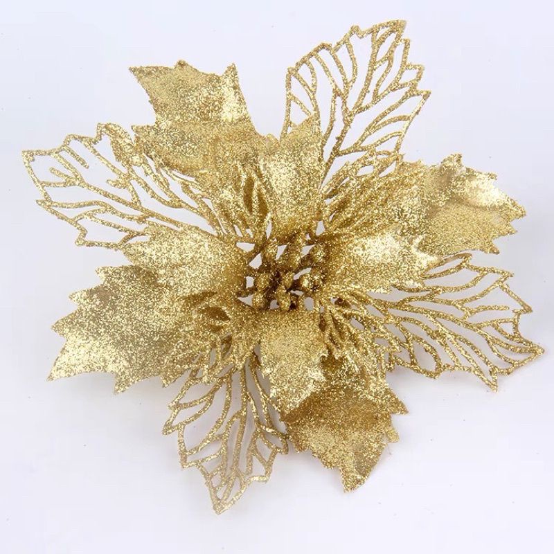 Combo 5 hoa trạng nguyên 15cm trang trí cây thông noel, trang trí oản ngày tết, Hoa kép, hoa lưới làm oản