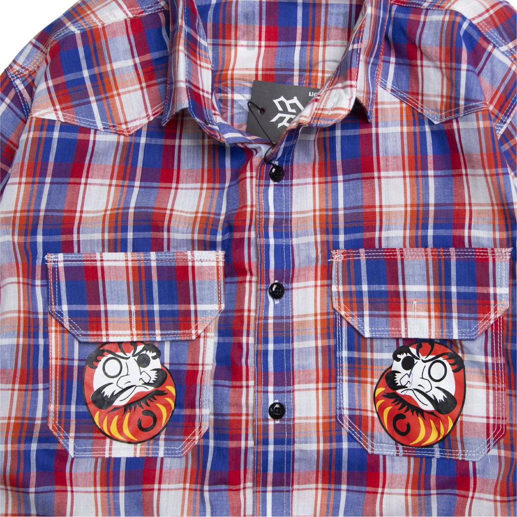 Áo sơ mi sọc caro in evisu tay ngắn K3 STORE chất kaki cotton vải mềm Sn996 | BigBuy360 - bigbuy360.vn