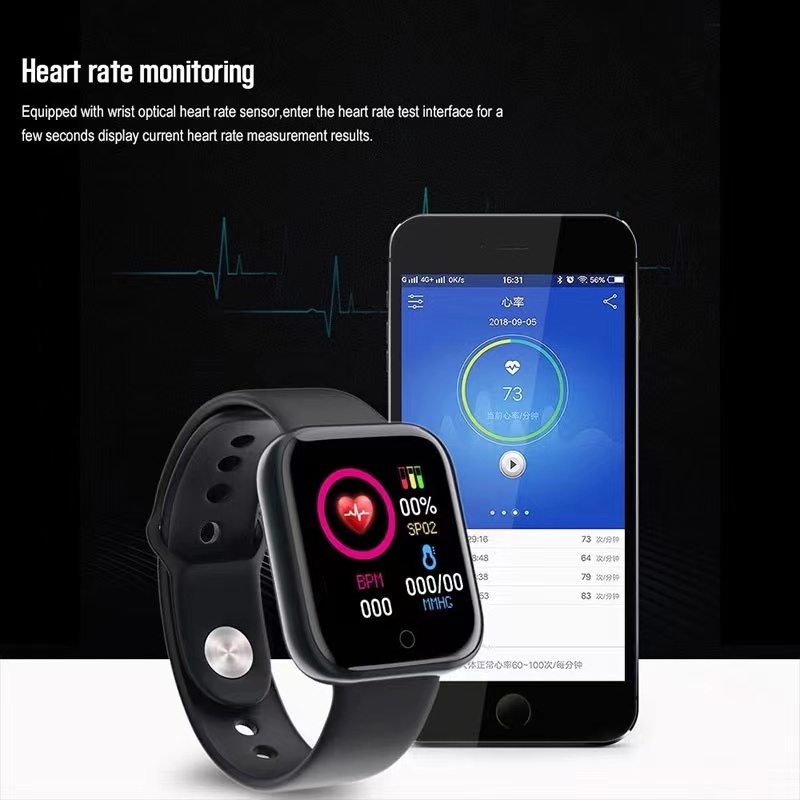 Y68 smartwatch bluetooth ip67 chống thấm nước theo dõi thể dục đồng hồ theo dõi nhịp tim thể thao dây đeo thông minh
