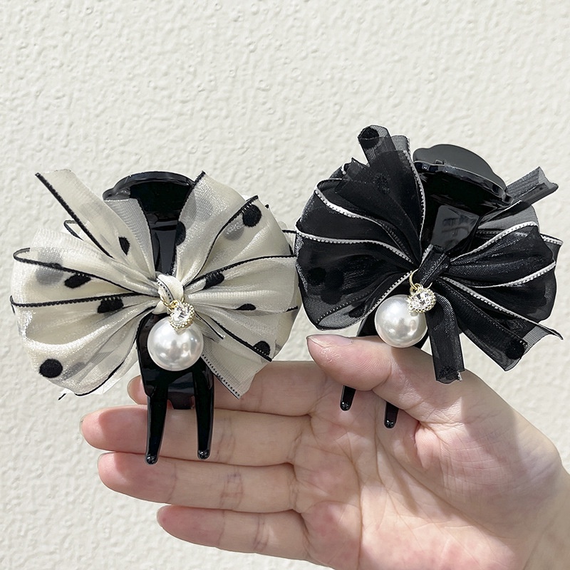 Kẹp Tóc Nơ Đính Ngọc Trai Xinh Xắn Theo Phong Cách 2022 Dành Cho Nữ