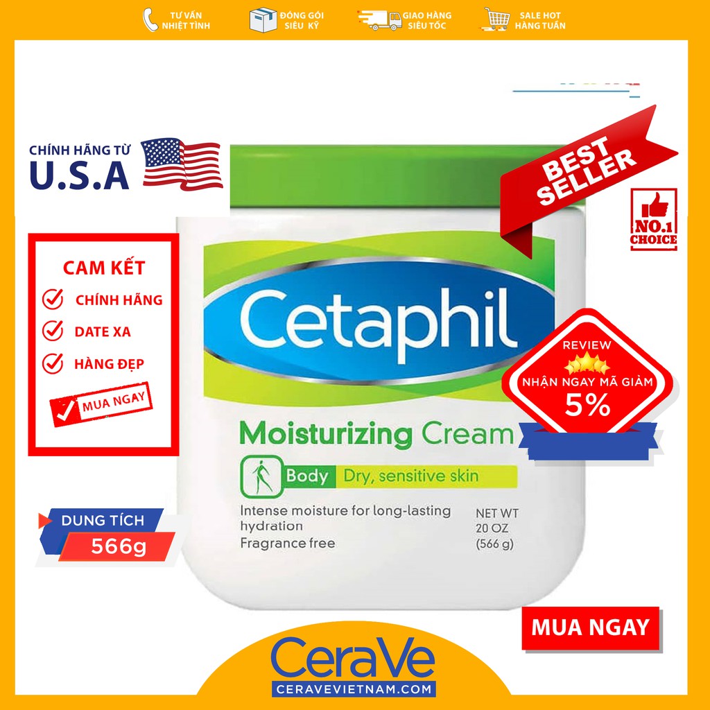 Cetaphil Moisturizing Cream - Kem dưỡng toàn thân (250g - 566g)