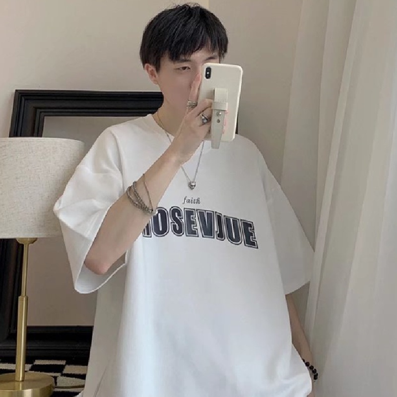 Áo Thun Tay Ngắn Cổ Tròn Dáng Rộng In Chữ Thời Trang Mùa Hè Cho Nam Giới [M-8XL]