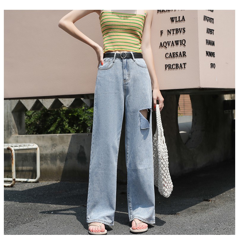 [SẴN] Quần jeans nữ ống rộng Ulzzang Quảng Châu QDJ17