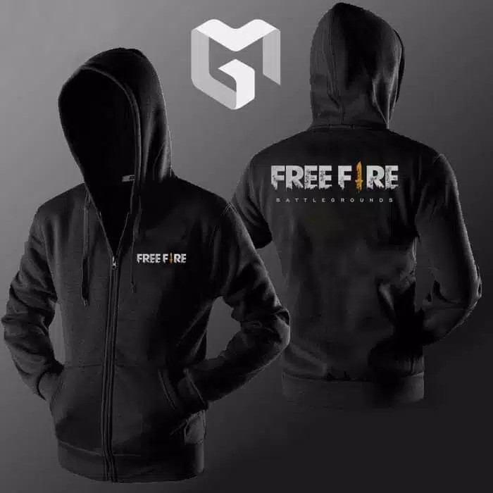 Áo Khoác Hoodie Phối Khóa Kéo In Logo Game Free Fire Battleground Cá Tính