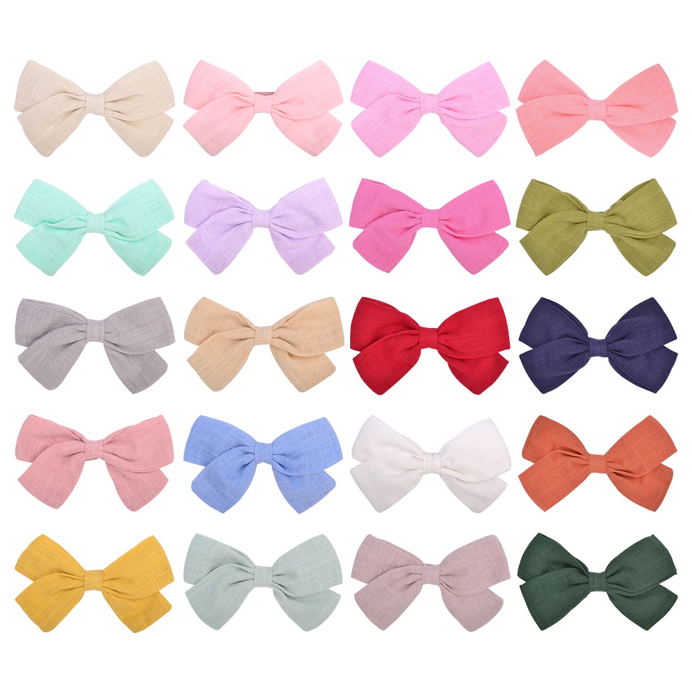RainBow Bows 1 Kẹp Tóc Nơ 3.6Inch Màu Trơn Dễ Thương Cho Bé Gái
