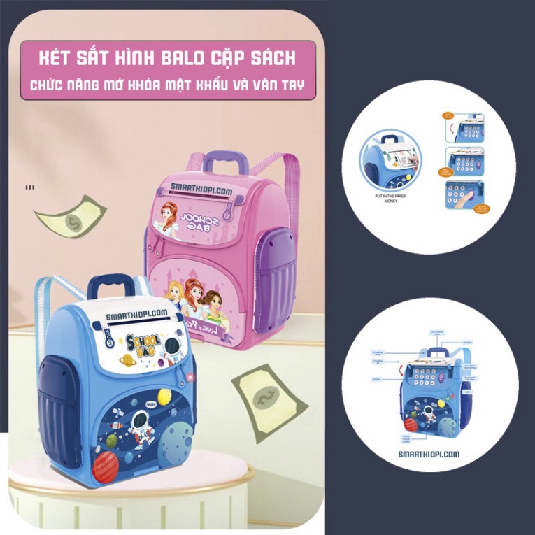 Két sắt vân tay điện tử mini tiết kiệm tiền - Siêu dễ thương - Quà tặng cho bé