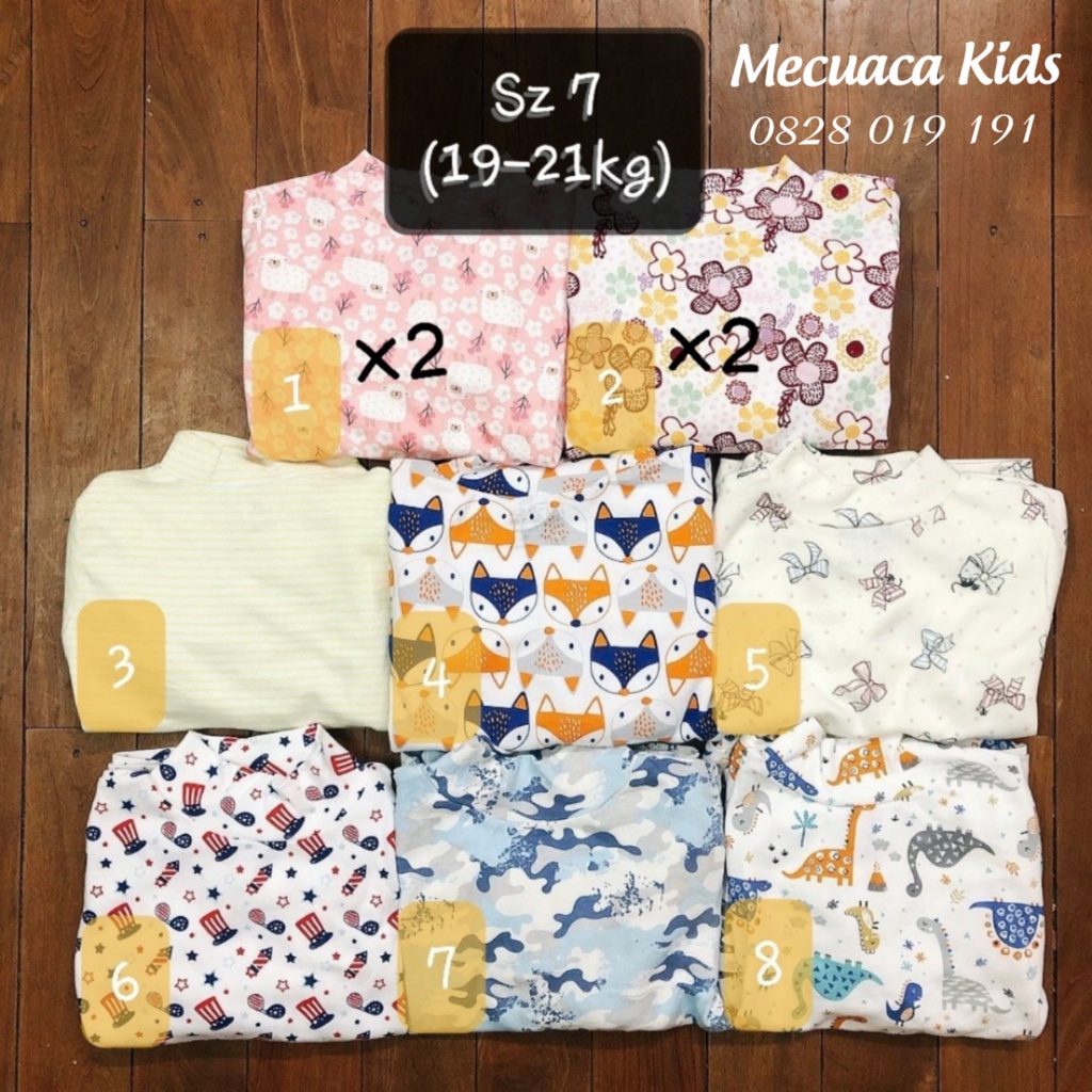 [8-25kg] Bộ mặc nhà thu đông, bộ cotton cổ 3 cm cho bé/bé trai/bé gái