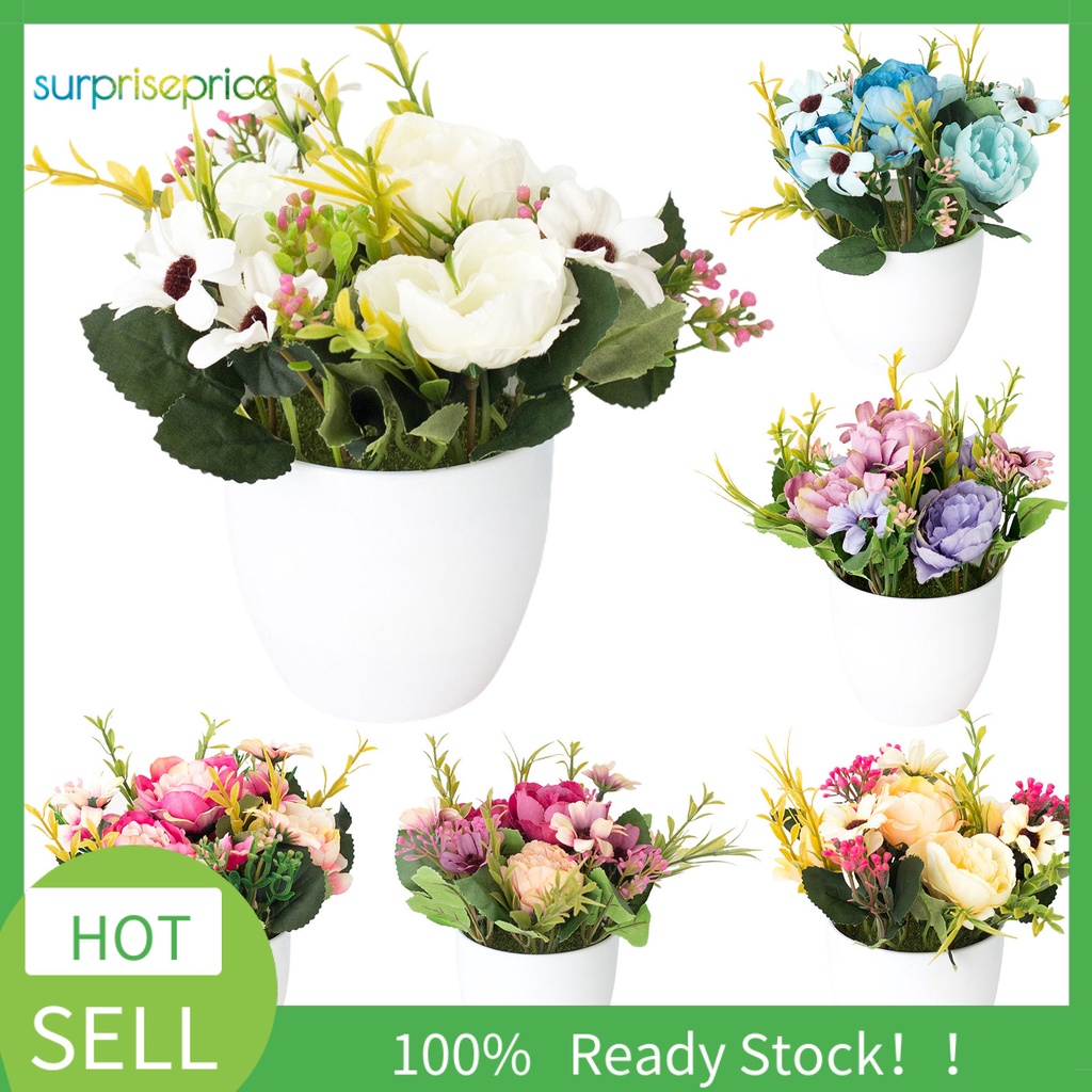 Chậu hoa nhân tạo nhiều màu sắc trang trí nhà ở đẹp mắt