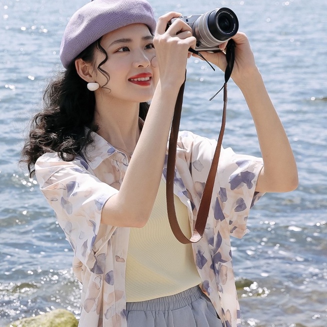 Áo Sơ Mi Voan Hoa Ngắn Tay Dáng Rộng Xinh Xắn Dành Cho Nữ