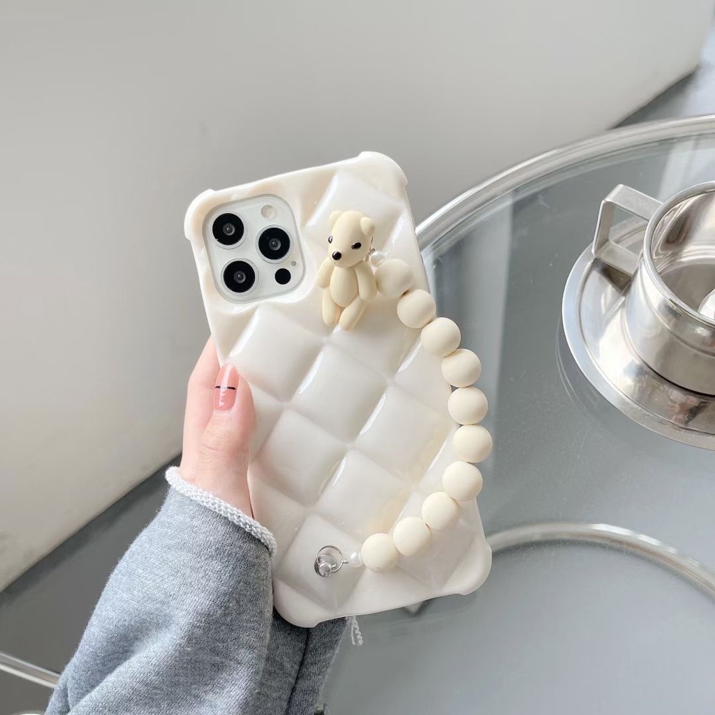 Ốp điện thoại TPU dẻo viền vuông màu trắng có dây đeo tay thích hợp cho IPHONE 12 PRO MAX 11 PRO MAX XS MAX XR X 7PLUS
