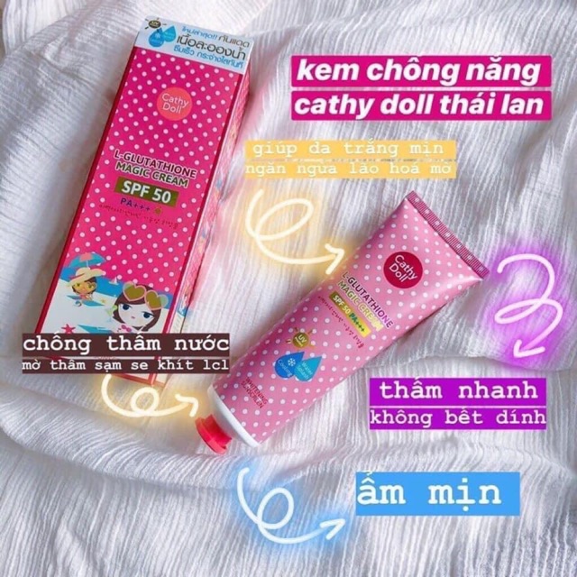 Kem Chống Nắng Trắng Da Dạng Hơi Sương Cathy Doll Whitening Sunscreen L-Glutathione Magic Cream SPF50 PA+++