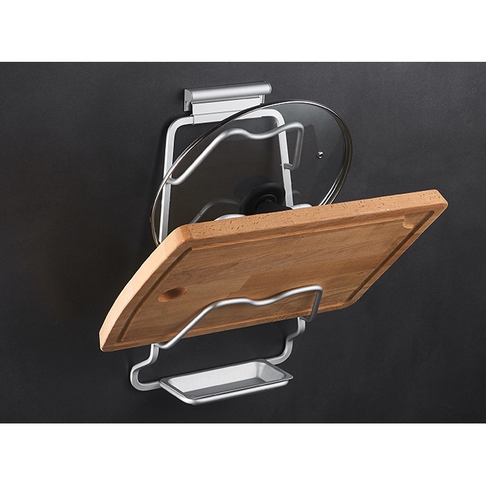 Giá Treo Nắp Nồi Nhôm Tạo Hình kệ để nắp vung bắt vít hoặc dán tường giá để vung nồi kệ nhà bếp đồ gia dụng