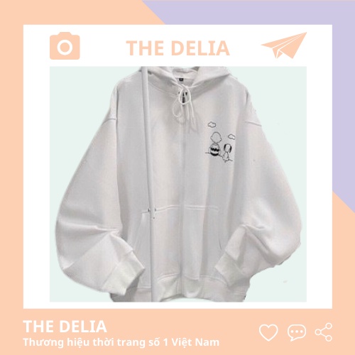 Áo Khoác Nỉ Form Rộng Nữ The Delia Áo Hoodie Zip Nữ Form Rộng Nỉ Bông Có Mũ Khóa Kéo My Friends KNK06