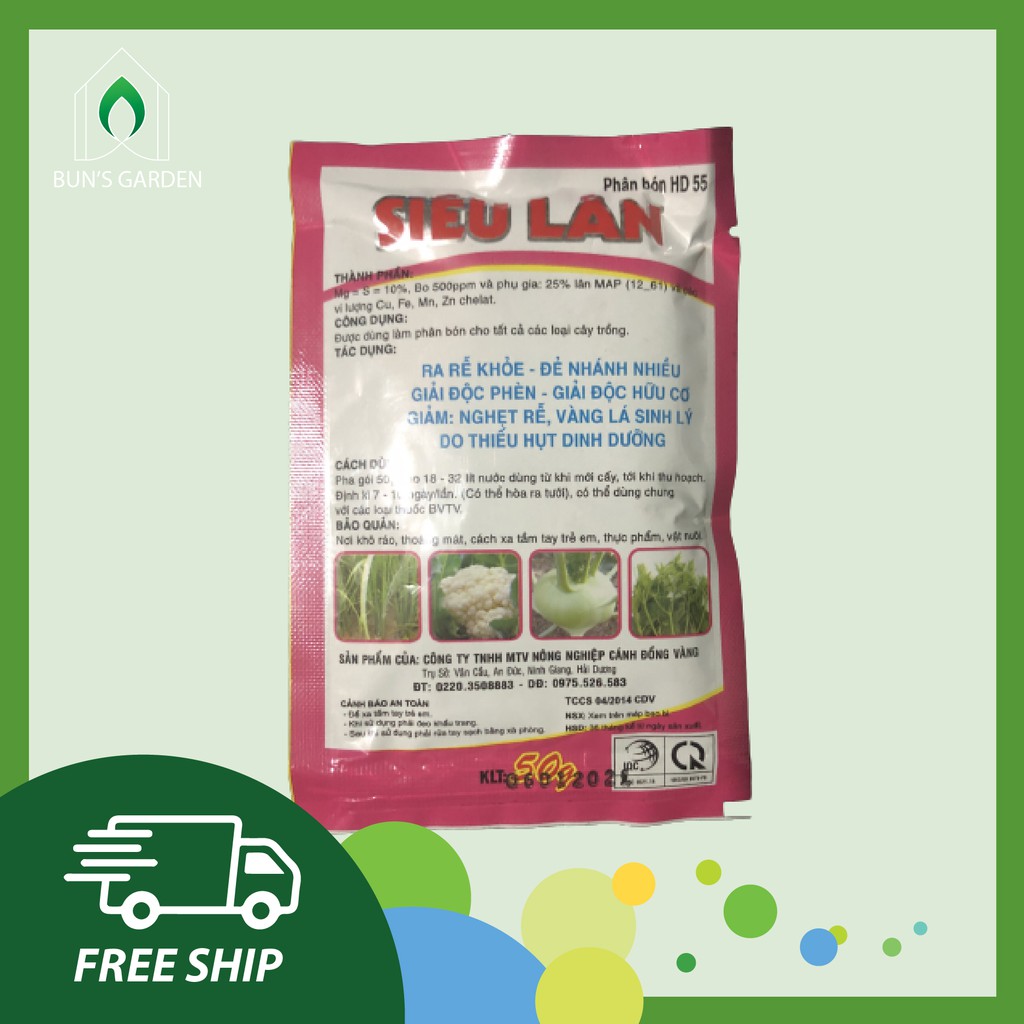 SIÊU LÂN - PHÂN BÓN HD 55 ra rễ cực mạnh, vàng thành xanh - gói 50g