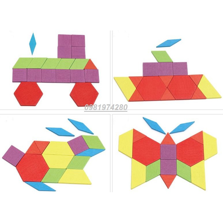 Ghép hình sáng tạo pattern block 130 chi tiết