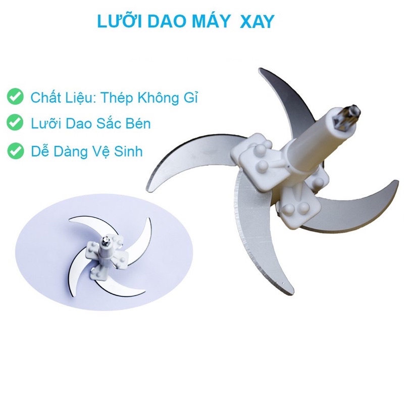 Dao xay thịt 4 lưỡi inox dự phòng, thay thế cho máy xay 2l-3l