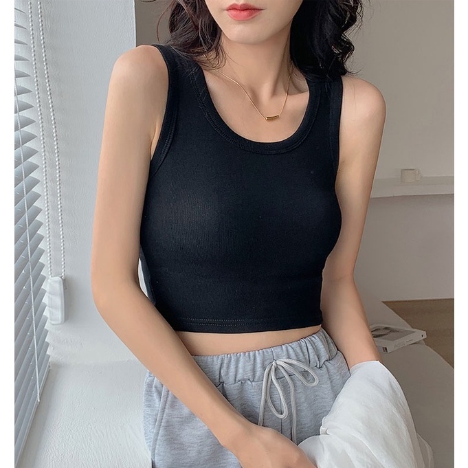 Áo hai dây IHKKE cổ tròn đơn giản thời trang cho nữ