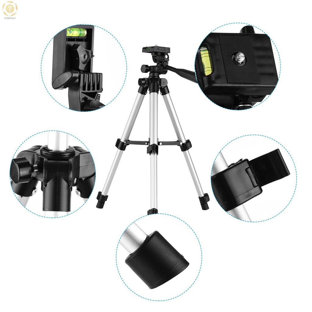 Shipped within 12 hours】 Mini Desktop Tripod Stand Aluminum Alloy 1/4 Inch Screw 21cm-65cm Adjustable Height with Remote Shutter Phone Holder Sports Camera Mount Adapter Carry Bag for Live Streaming Photo Video Tripod [TO]