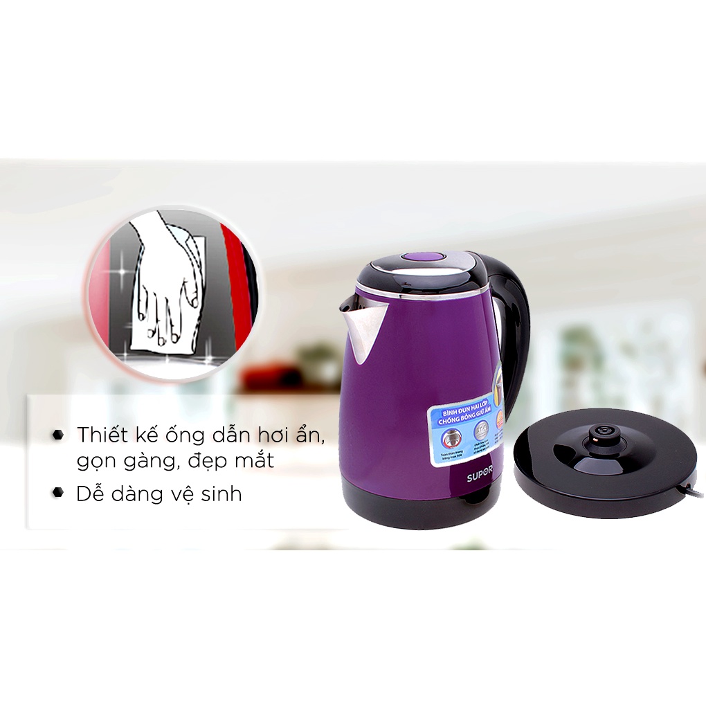 Bình đun siêu tốc SUPOR Safety Touch 2 Lớp Inox 304 1.7L SWF17S18AVN  & Nồi áp suất điện Tefal 6.0L CY601868