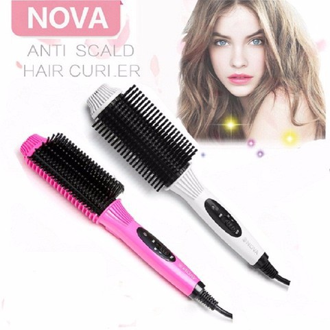 Lược điện nova 3in1 tạo kiểu uốn tóc, lược tròn gỡ rối chải tóc sấy phồng, cúp, xoăn mini cầm tay