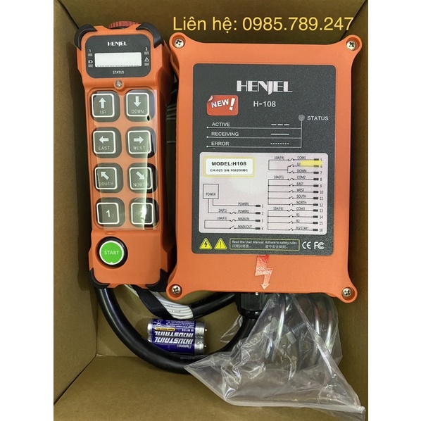 Bộ điều khiển từ xa cho pa lăng, cầu trục Henjel - H108 220V/380V (Loại 8 nút bấm)