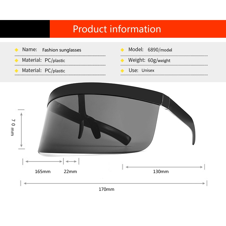 Face Shield Anti-peeping FACESHIELD Oversized Faceshield Uniex Windproof Shades Sunglasses