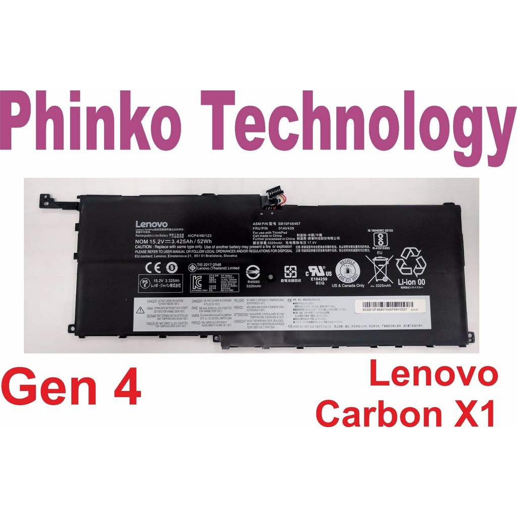 Pin Laptop Lenovo ThinkPad X1 Carbon 4th Gen 2016, X1 YOGA 1st Gen , X1 Yoga 2nd Gen