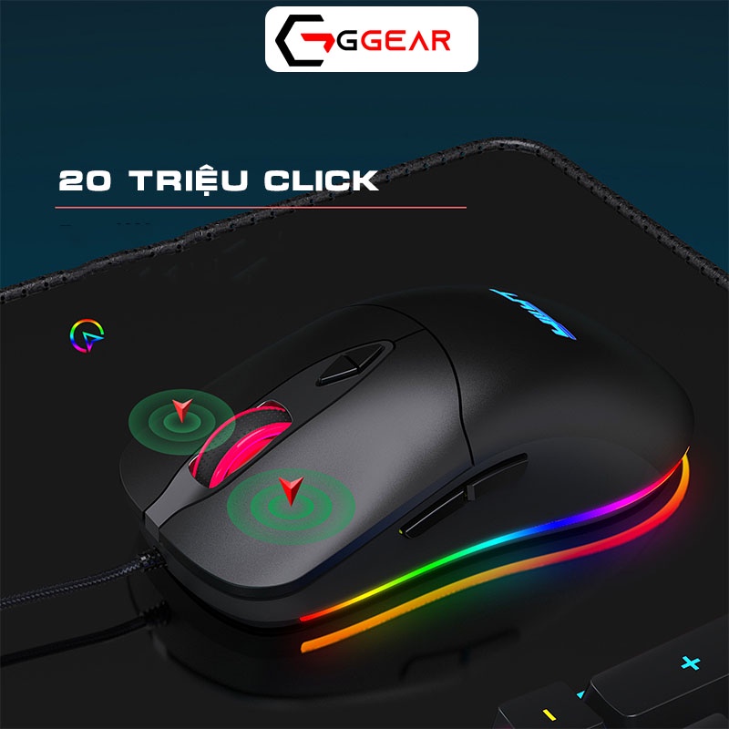 Chuột gaming led Ggear MG885 chuột máy tính có dây led rgb 7200 dpi Hỗ trợ Macro cho game thủ văn phòng học tập làm việc