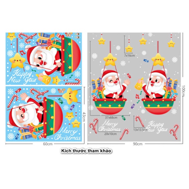 Decal dán tường Noel Hít Tĩnh Điện không Dơ Kính - Vòng Noel Đáng yêu nhiều mẫu