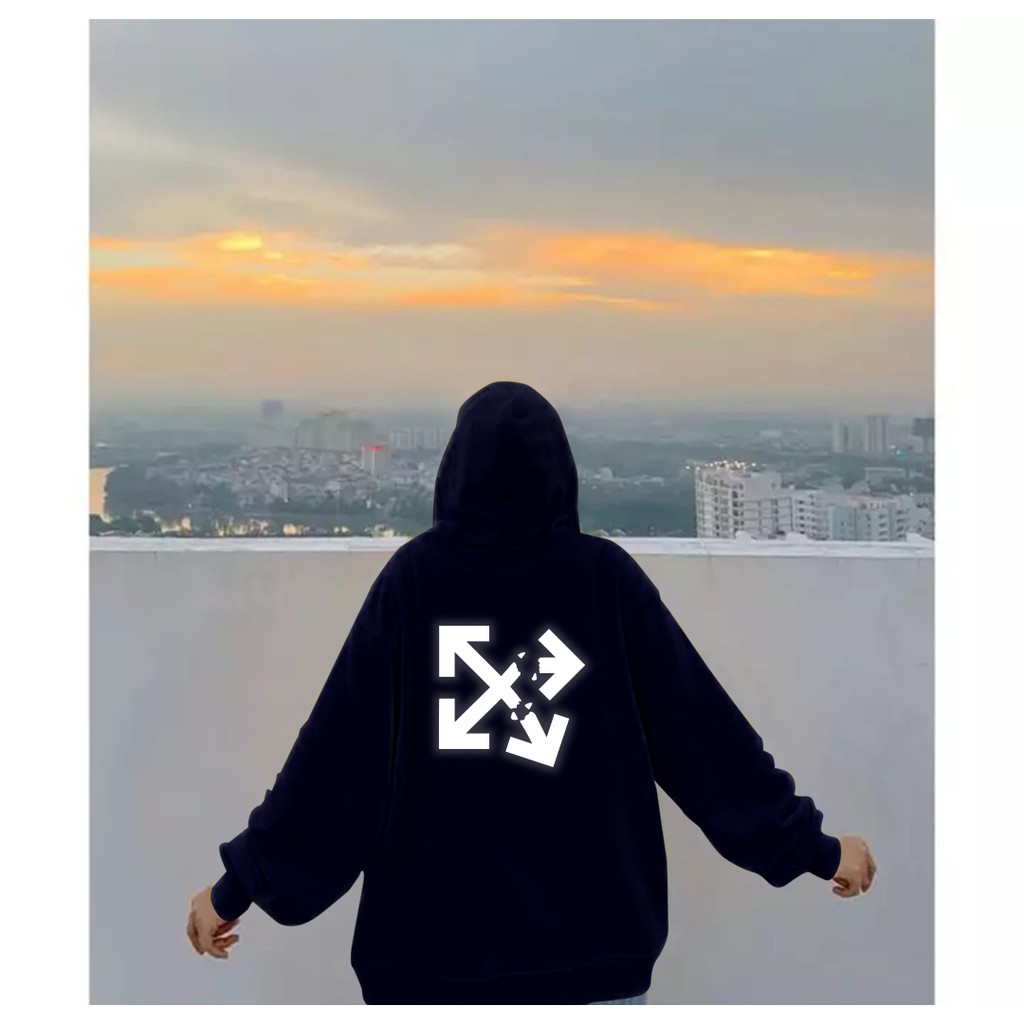 Áo Hoodie phản quang ♥ FREESHIP ♥ ÁO KHOÁC NỈ HOODIE - PHẢN QUANG OFF WHITE FREESIZE nam nữ - PQ35KN | BigBuy360 - bigbuy360.vn