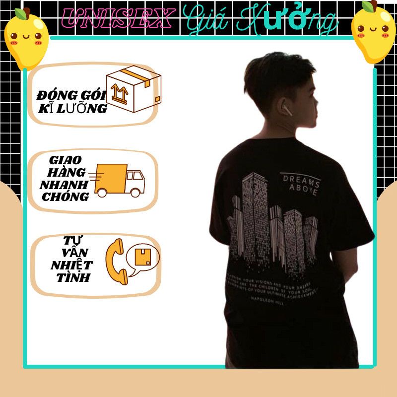 Áo Thun Unisex Tay Lỡ Form Rộng Phông Cách Hàn Quốc Freesize